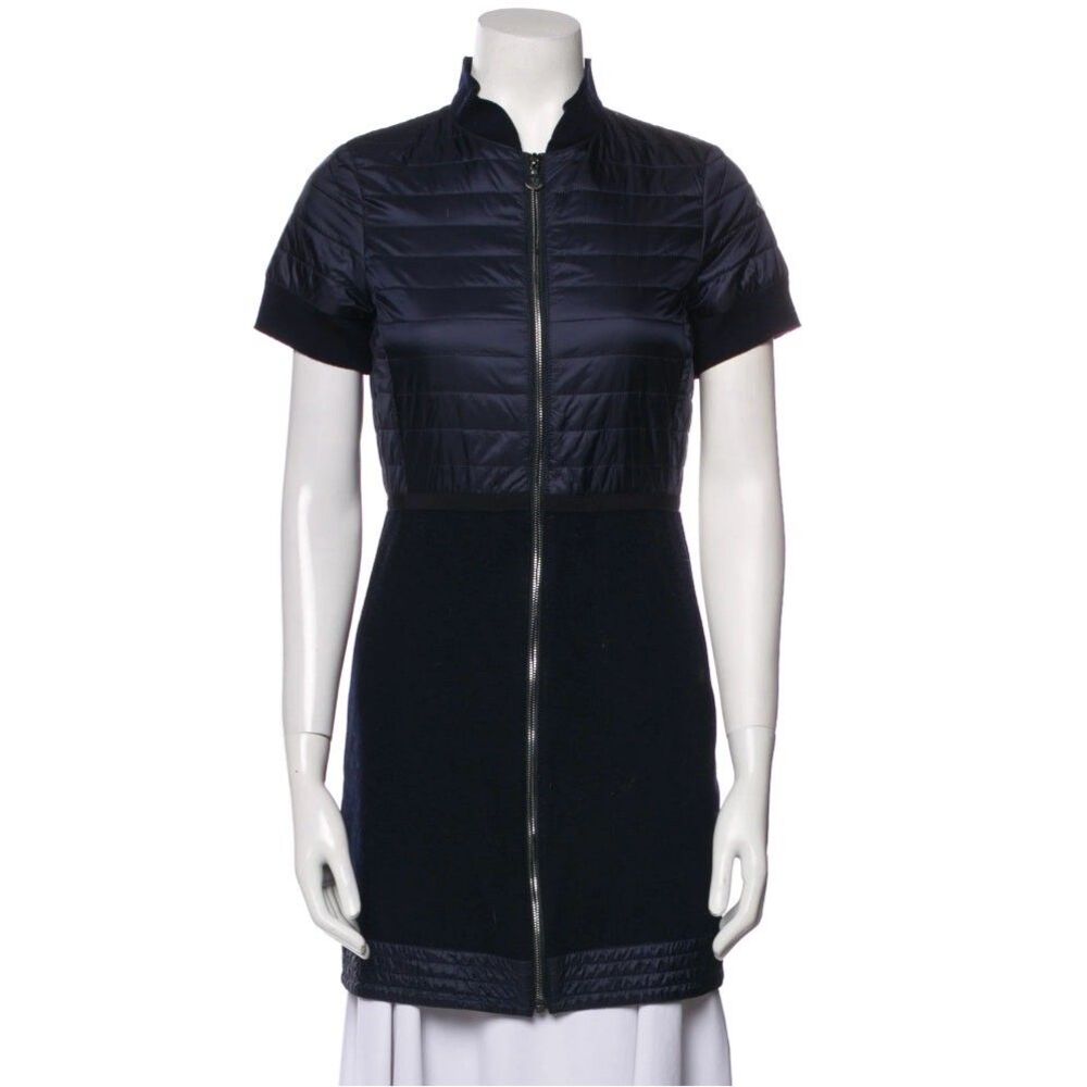 Moncler Puffer Dress - Wool Mini Dress Size: XXS - Blue - Y2k Mini Skirt